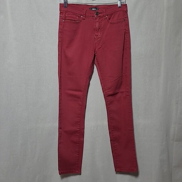 BDG URBAN OUTFITTERS Jeans Womens Size 27x30 Red High Rise Cigarette Ankle - Picture 1 of 13